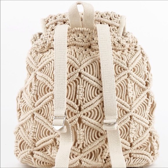 ❤️ Boho Crochet Cotton Backpack w Tassels - Picture 6 of 8